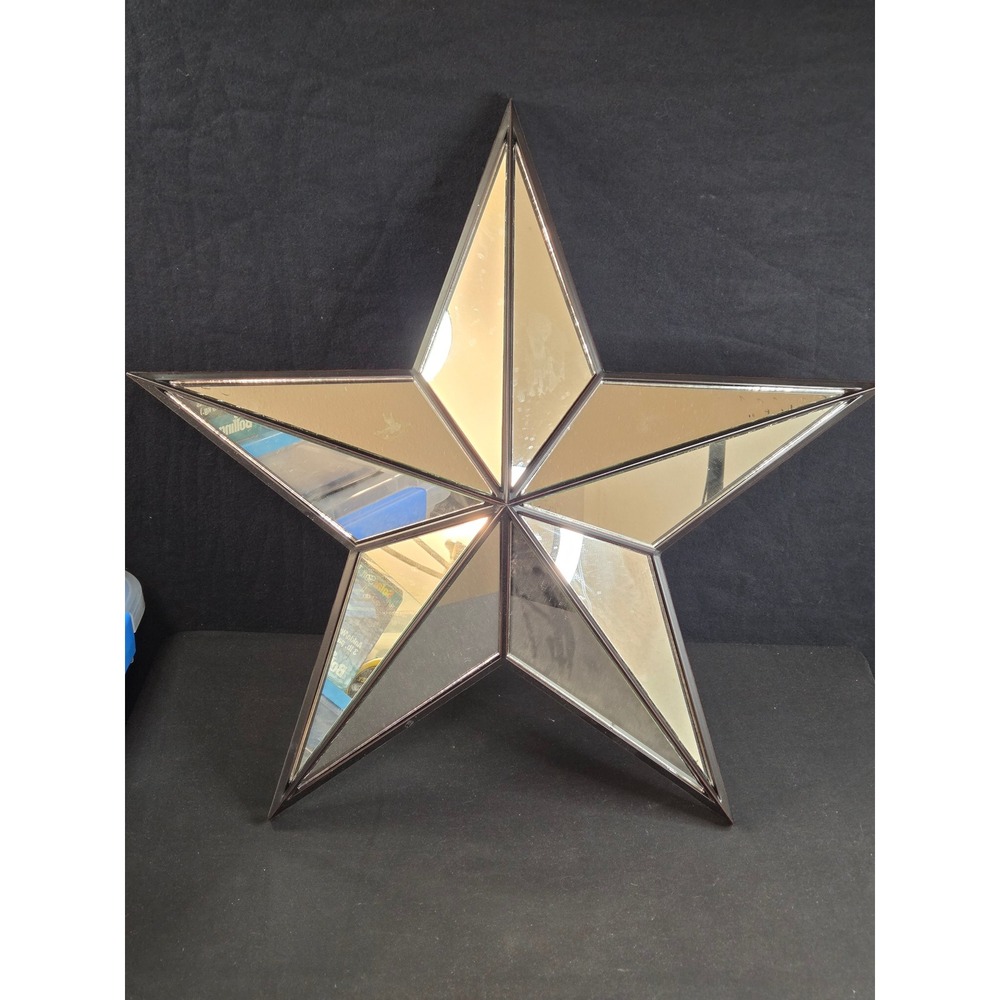 Large 21 Inch Vintage Star Wall Mirror Faceted Geometric Celestial Decor
